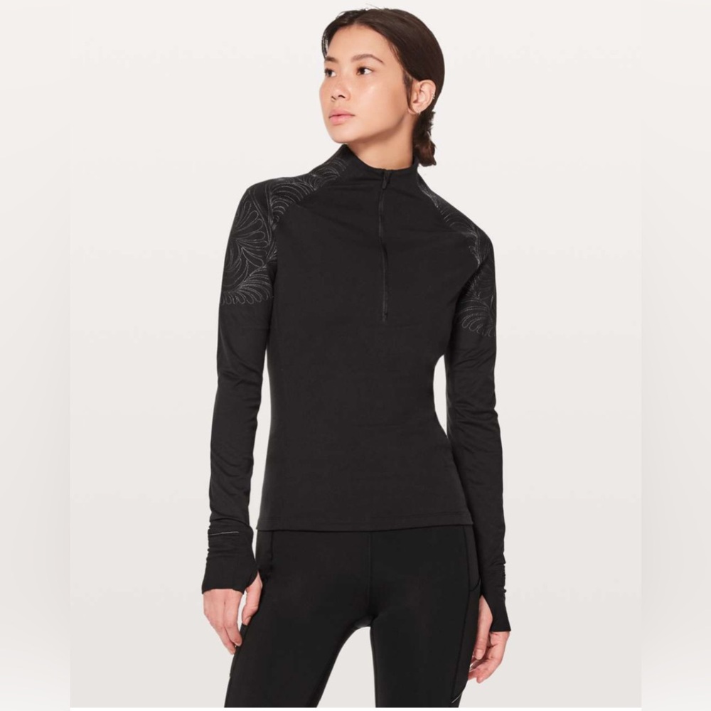 Lululemon - Toasty Tech 1/2 Zip Hi-Neck Activewear Longsleeve Black Women Sz 12